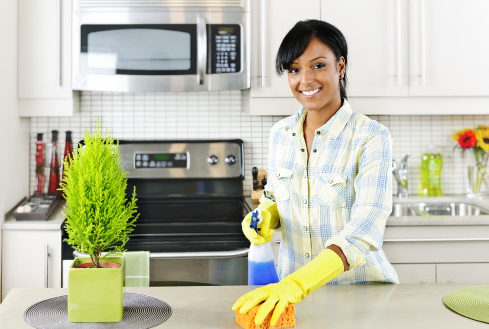 How do you clean and shine kitchen countertops